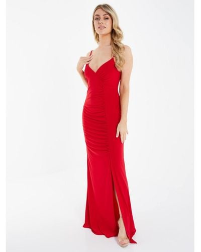 Quiz Ity Ruched Maxi Dress - Red