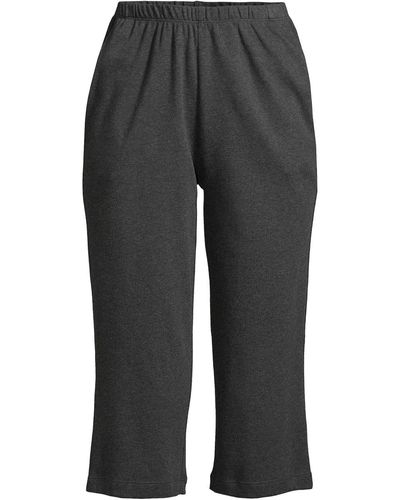 Lands' End Plus Size Sport Knit High Rise Elastic Waist Pull On Capri Pants - Black
