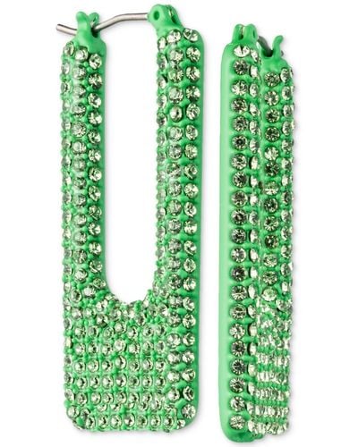 Karl Lagerfeld Color-coated Pave Square Hoop Earrings - Green