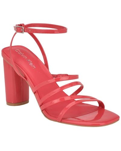 Calvin Klein Norra Square Toe Strappy Dress Sandals - Pink