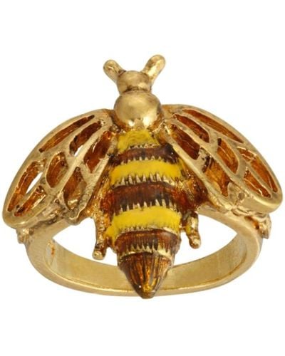 2028 Enamel Yellow And Brown Bee Ring Size 8 - Metallic