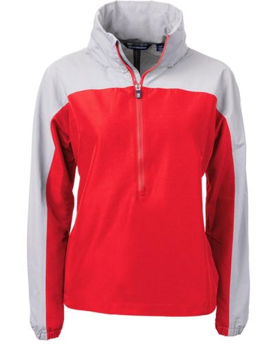 Cutter & Buck Plus Size Cutter Buck Charter Eco Knit Recycled Anorak Jacket - Red