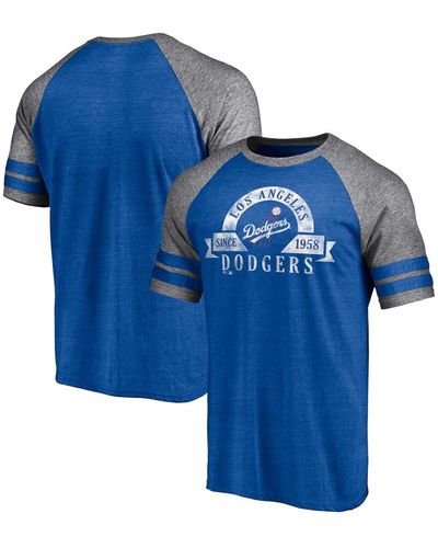 Fanatics Los Angeles Dodgers Utility Two-stripe Raglan Tri-blend T-shirt - Blue