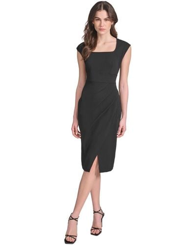 Calvin Klein Ruched Sheath Dress - Black