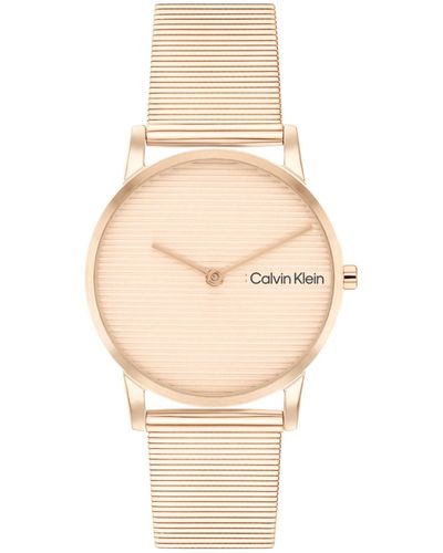 Calvin Klein Ck Feel Gold-tone Stainless Steel Mesh Watch 30mm - Natural