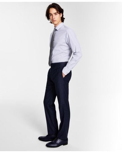 Calvin Klein Slim-fit Wool-blend Stretch Suit Pants - Blue