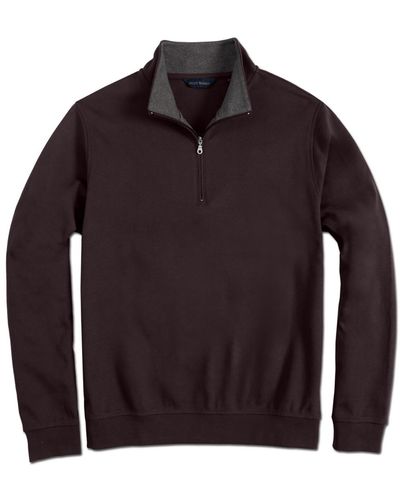 Scott Barber Pima Interlock Zip Mock Sweatshirt - Purple