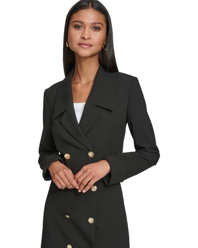 Karl Lagerfeld Paris Double-breasted Cropped Blazer - Black