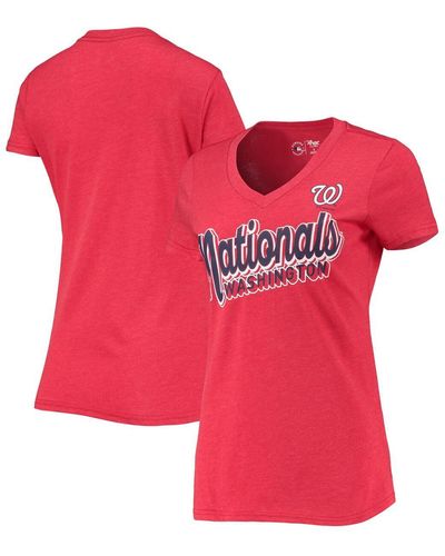 G-III 4Her by Carl Banks Washington Nationals First Place V-neck T-shirt - Red