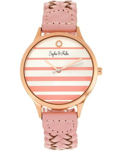 Sophie & Freda Quartz Tucson Genuine Leather Watches 36mm - Pink