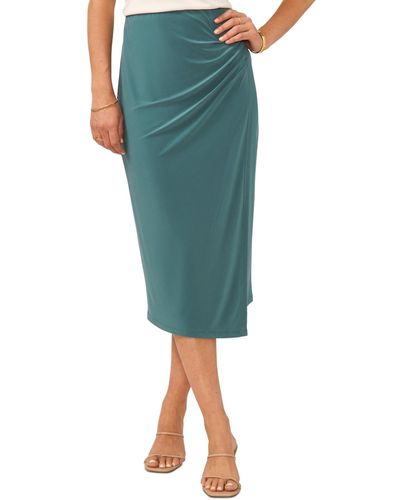 Vince Camuto Ruched Faux Wrap Midi Skirt - Green