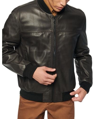 Marc New York Summit Leather Bomber Jacket - Brown