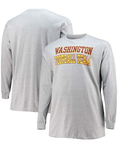 Fanatics Big And Tall Heathered Gray Washington Football Team Practice Long Sleeve T-shirt