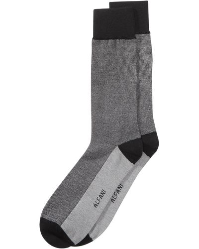 Alfani Pique Solid Dress Socks - Gray