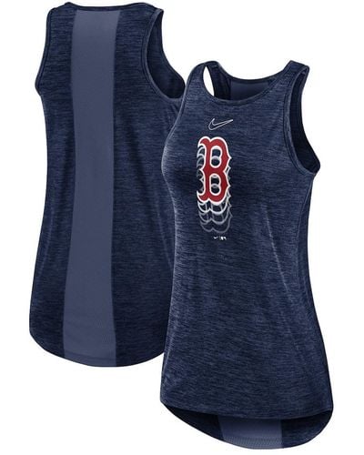 Nike Boston Red Sox Logo Fade High Neck Performance Tank Top - Blue