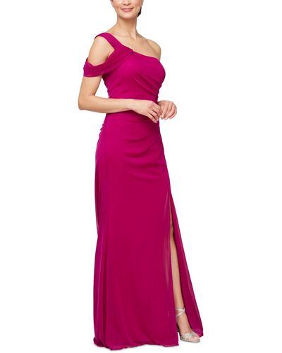 Alex Evenings Ruched One-shoulder Gown - Pink