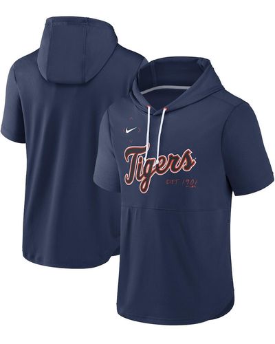 Nike Detroit Tigers Springer Short Sleeve Team Pullover Hoodie - Blue