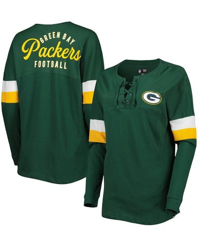 KTZ Bay Packers Athletic Varsity Lace-up Long Sleeve T-shirt - Green