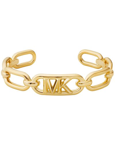 Michael Kors 14k Gold Plated Frozen Empire Link Cuff Bracelet - Metallic
