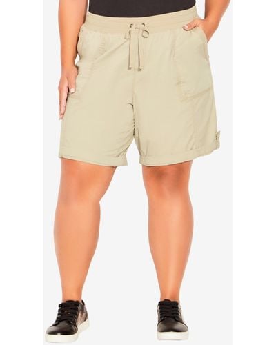Avenue Plus Size Cotton Casual Shorts - Natural