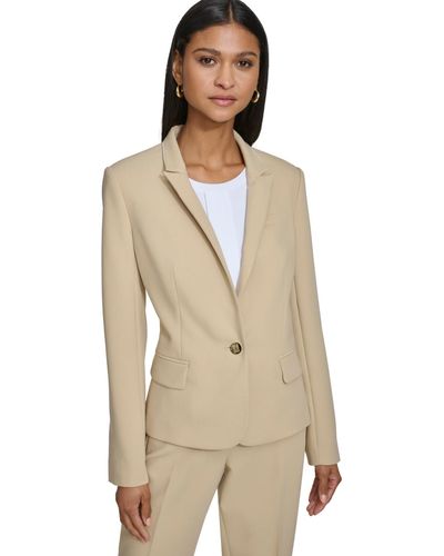 Karl Lagerfeld One Button Long-sleeve Blazer - Natural
