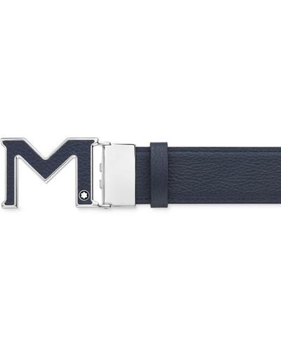 Montblanc M Buckle Reversible Leather Belt - Blue