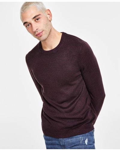 INC International Concepts Regular-fit Textured Crewneck Sweater - Purple