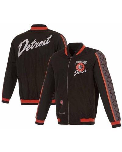 JH Design Detroit Pistons 2023/24 City Edition Nylon Full-zip Bomber Jacket - Black