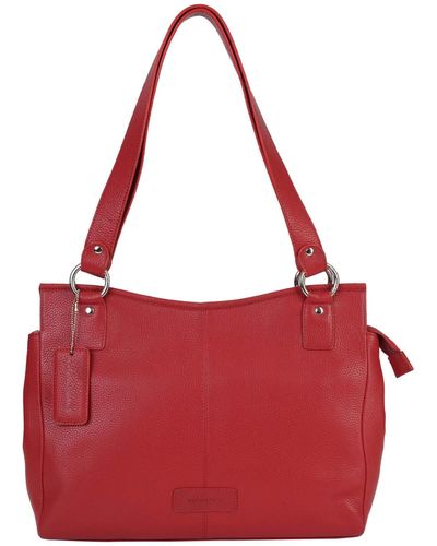 Mancini Pebble Kelsea Leather Shoulder Bag - Red