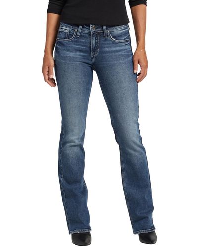 Silver Jeans Co. Suki Mid Rise Curvy Zip Fly Rigid Bootcut Jeans - Blue