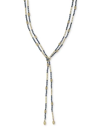 Style & Co. Gold-tone Beaded Double-row 36" Lariat Necklace - Metallic