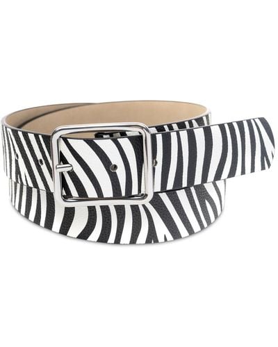 INC International Concepts Zebra-print Faux-leather Belt - White