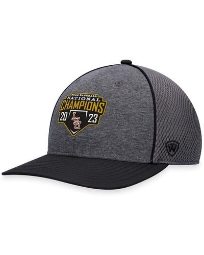 Top Of The World And Charcoal Lsu Tigers 2023 Ncaa Baseball College World Series Champions Mesh Back Adjustable Hat - Gray