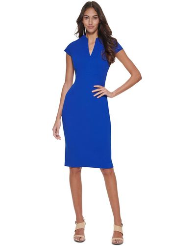 Calvin Klein Petite Short-sleeve Sheath Dress - Blue