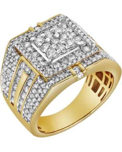 LuvMyJewelry Ringside Shine Natural Certified Diamond 2.5 Cttw Round Cut 14k Gold Statement Ring - Metallic