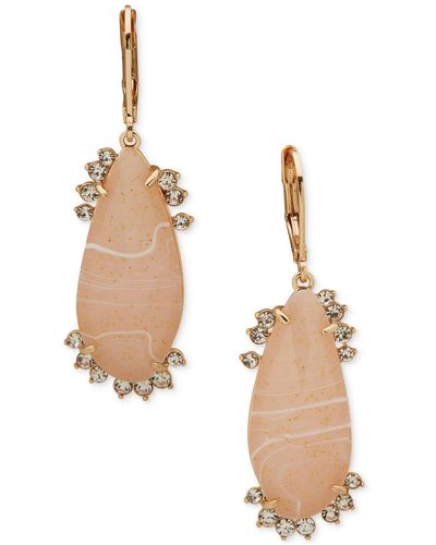 Lonna & Lilly Gold-tone Pave & Crackled Stone Drop Earrings - White