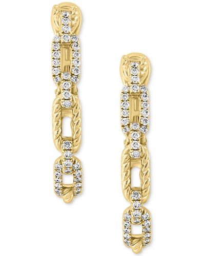Effy Effy® Diamond Rope Chain Link Hoop Earrings (3/8 Ct. T.w.) In 14k Gold - Metallic