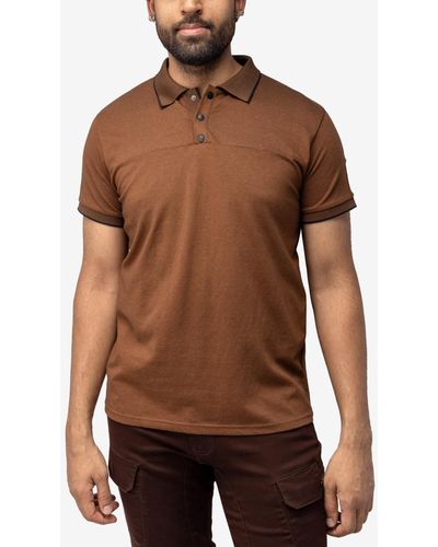Xray Jeans X-ray Short Sleeve Pieced Pique Tipped Polo - Brown