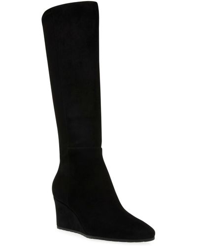 Anne Klein Valonia Wedge Heel Knee High Boots - Black