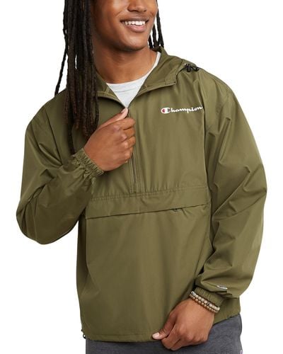 Champion Packable Half-zip Hooded Water-resistant Jacket - Green