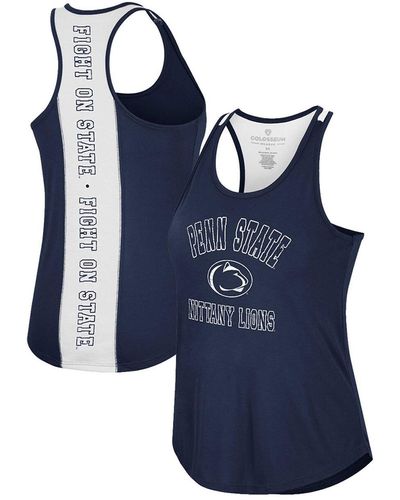 Colosseum Athletics Penn State Nittany Lions 10 Days Racerback Scoop Neck Tank Top - Blue