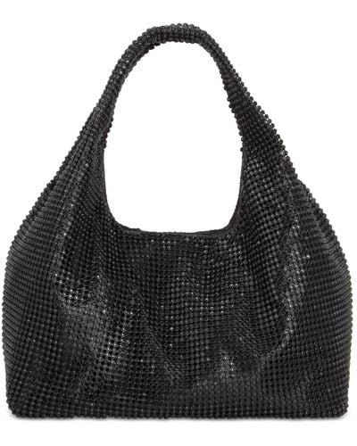 INC International Concepts Mesh Crystal Hobo Bag - Black