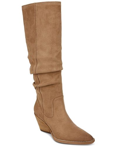Zodiac Riau Pointed-toe Slouch Wide-calf Tall Western Boots - Brown