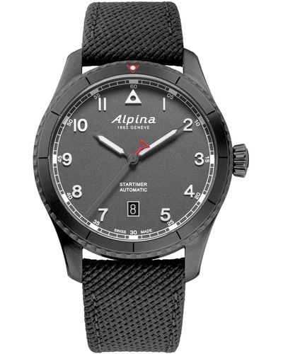 Alpina Swiss Automatic Startimer Pilot Rubber Strap Watch 41mm - Gray