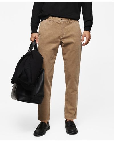 Mango Corduroy Slim-fit Drawstring Pants - Brown
