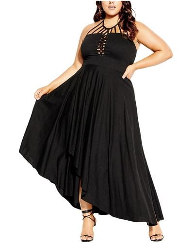 City Chic Plus Size Plait Detail Maxi Dress - Black