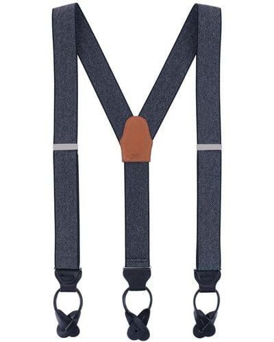 Trafalgar Silas Classic Herringbone Elastic Button End Suspenders - Blue