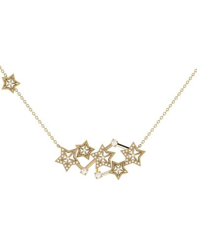 LuvMyJewelry Starburst Constellation Design Sterling Silver Diamond Necklace - Metallic
