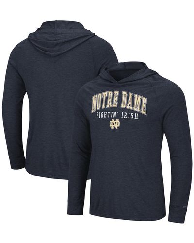Colosseum Athletics Notre Dame Fighting Irish Campus Long Sleeve Hooded T-shirt - Blue