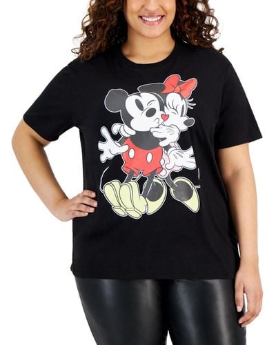 Disney Trendy Plus Size Mickey & Minnie Valentines T-shirt - Black